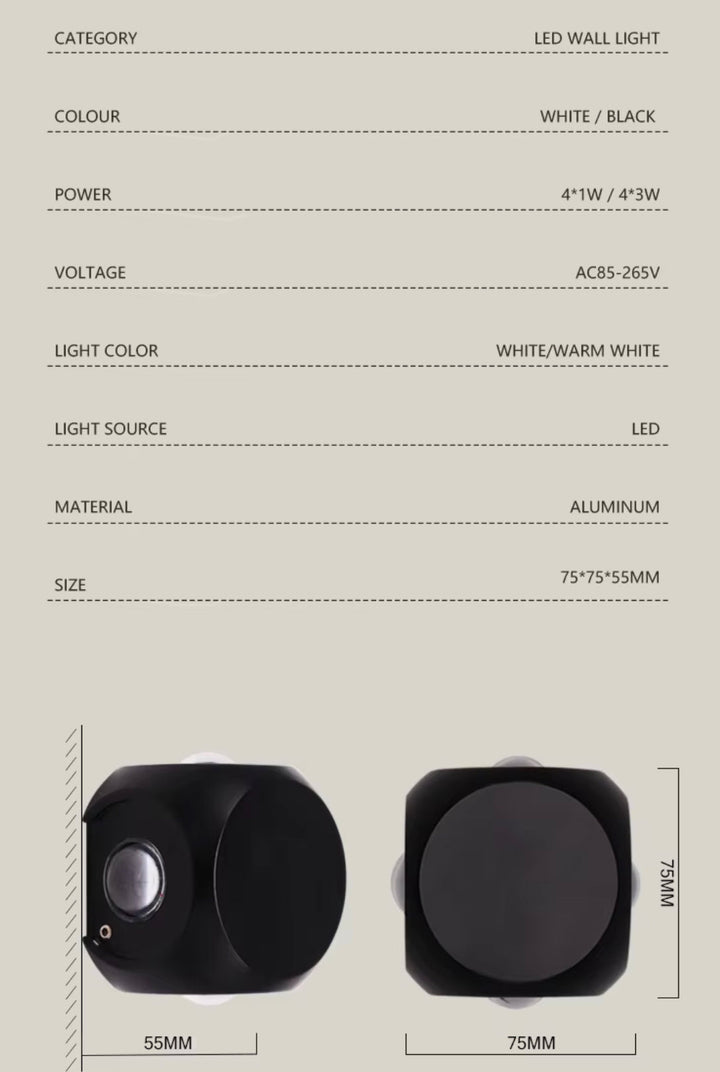 Modern Black LED Wall Light - Round Design