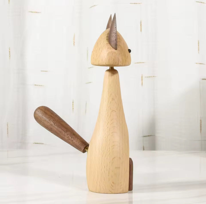 Wooden Cat Figurine