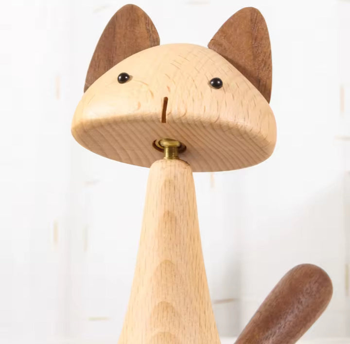 Wooden Cat Figurine