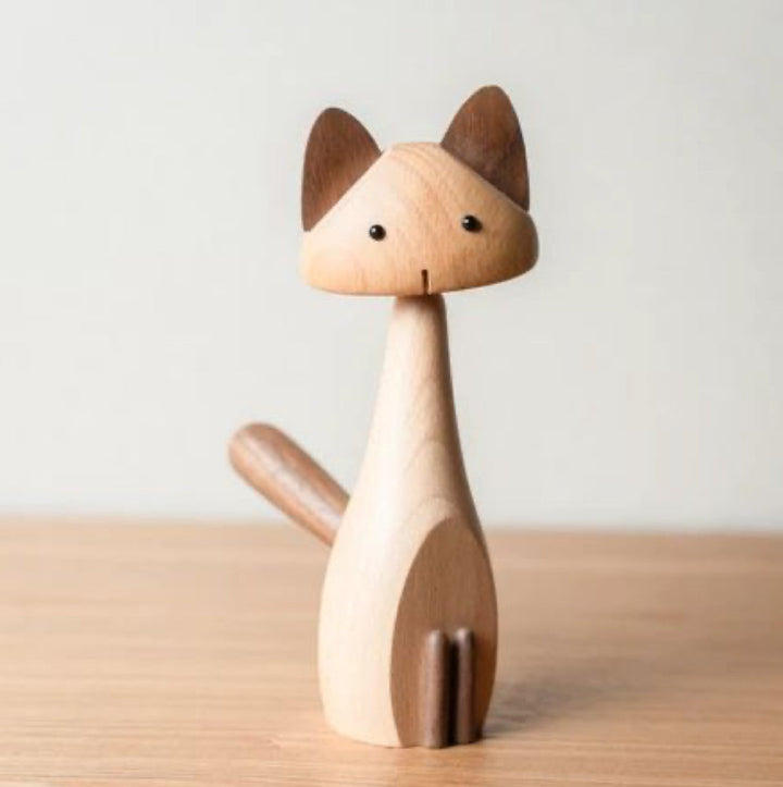 Wooden Cat Figurine
