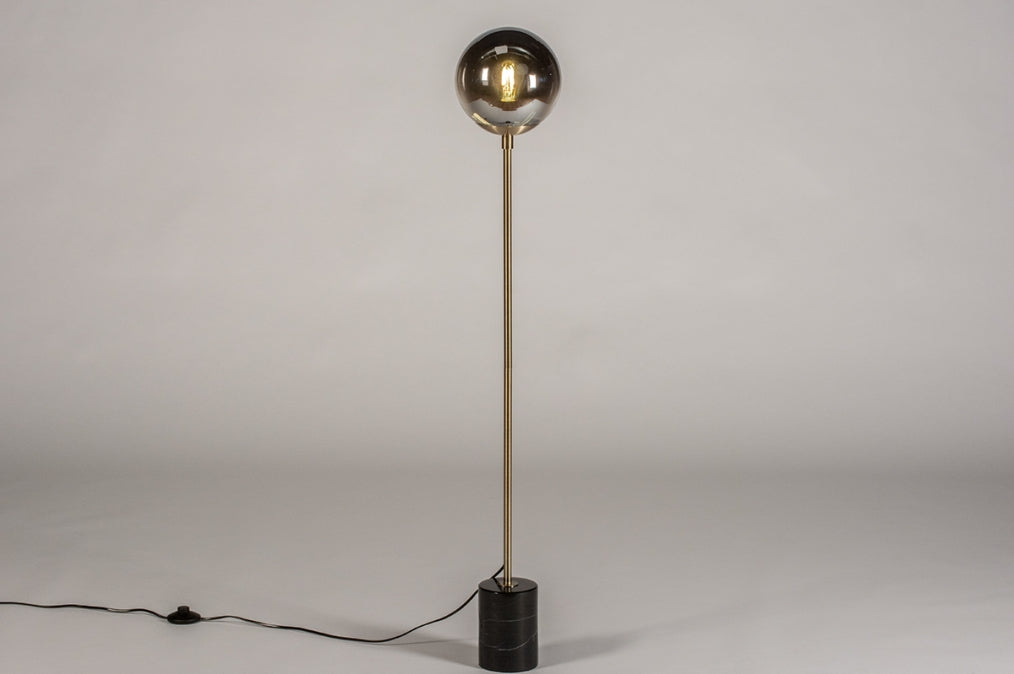 Modern Minimalist Floor Lamp with Gold Globe Shade