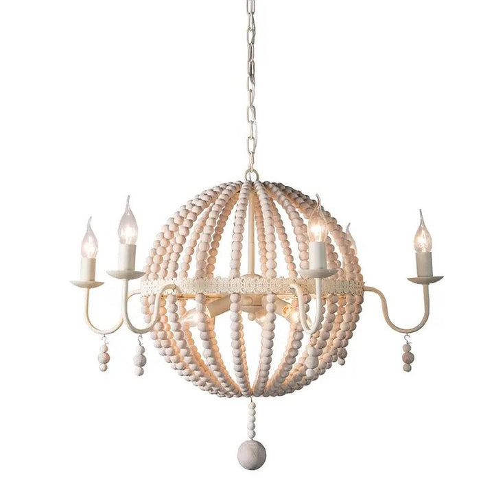 White Globe Beaded Chandelier with Elegant Design