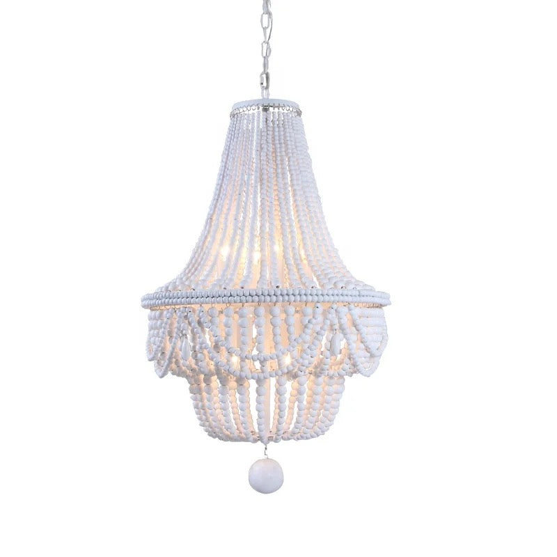 White Beaded Chandelier with Elegant Design