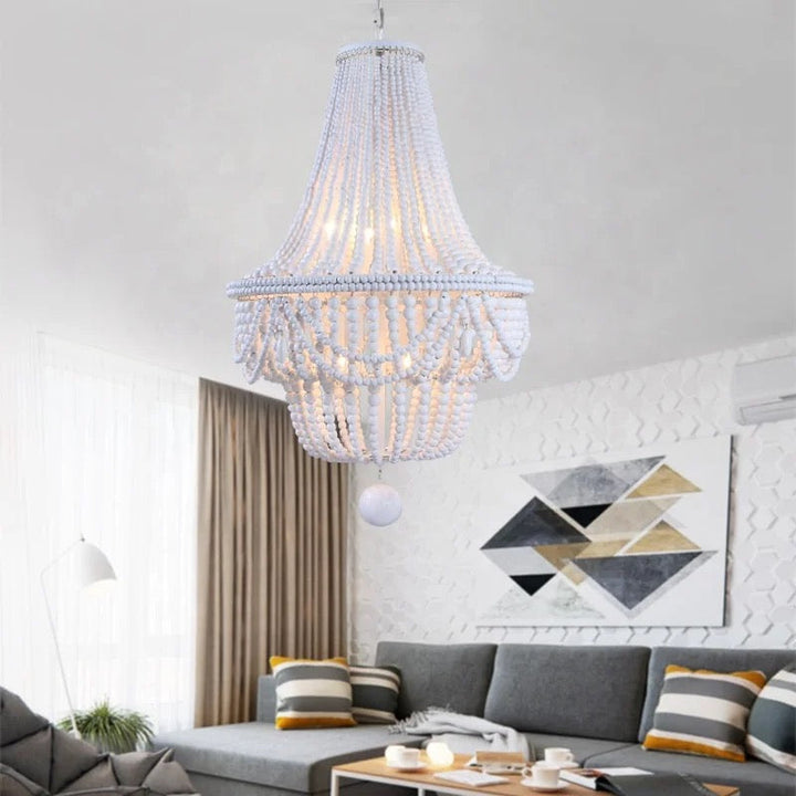 White Beaded Chandelier with Elegant Design