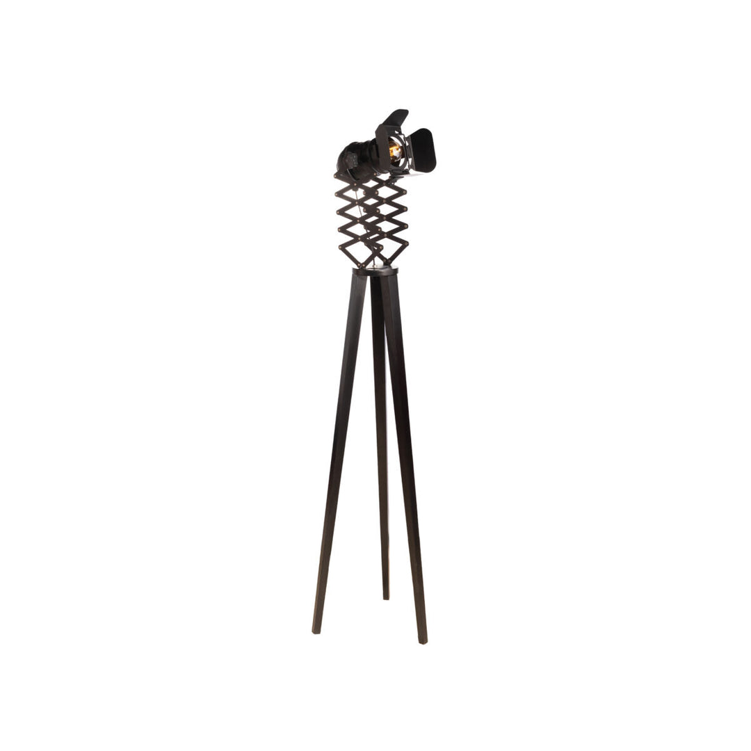 Industrial Tripod Floor Lamp with Adjustable Spotlight