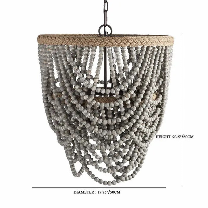 Rustic Beaded Chandelier with Grey Finish