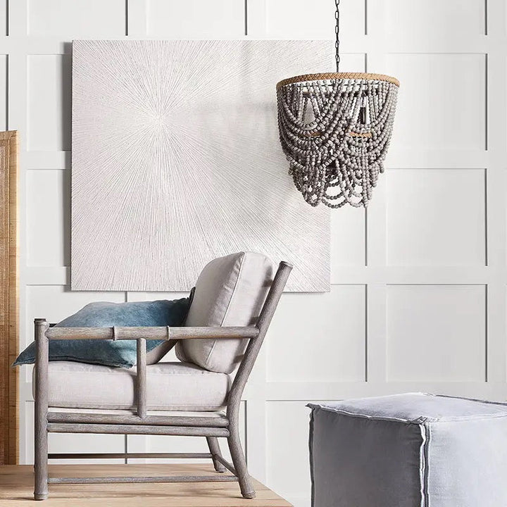 Rustic Beaded Chandelier with Grey Finish