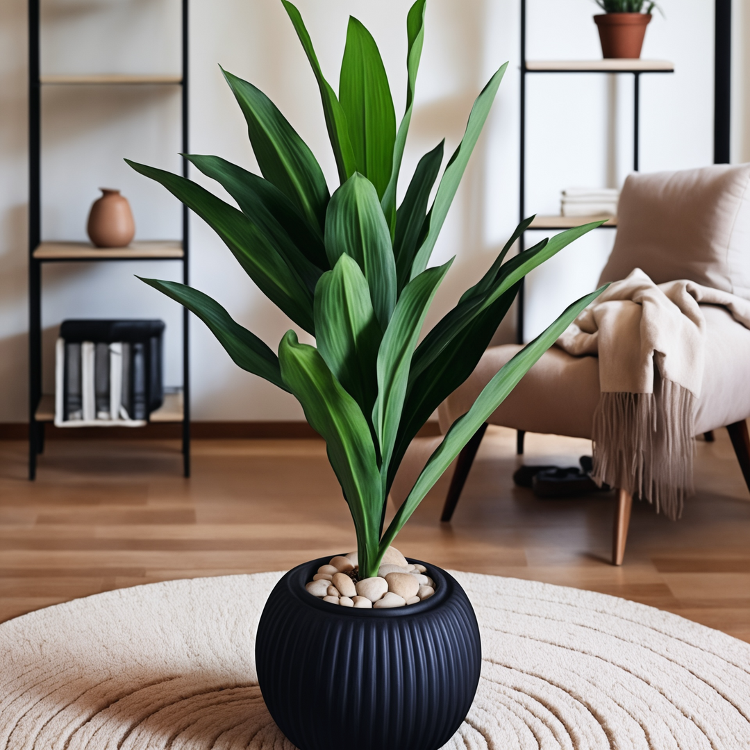 Verdana - Tall Green Artificial Plant in Black Pot