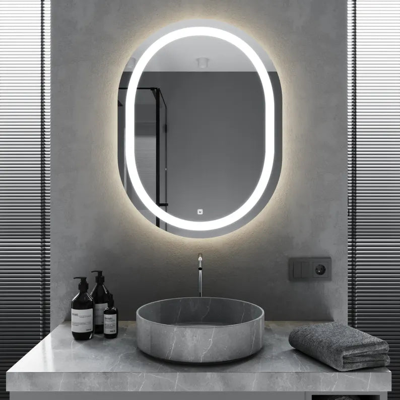 VertaGlow - Vertical Oval LED Mirror