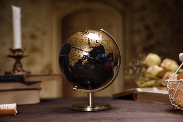 Black & Gold Decorative Globe (15 cm)