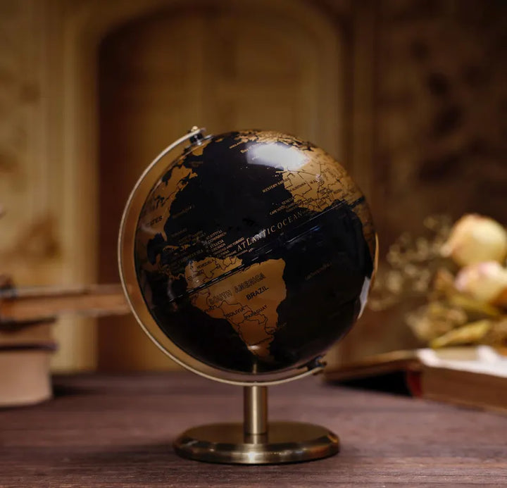 Black & Gold Decorative Globe (15 cm)