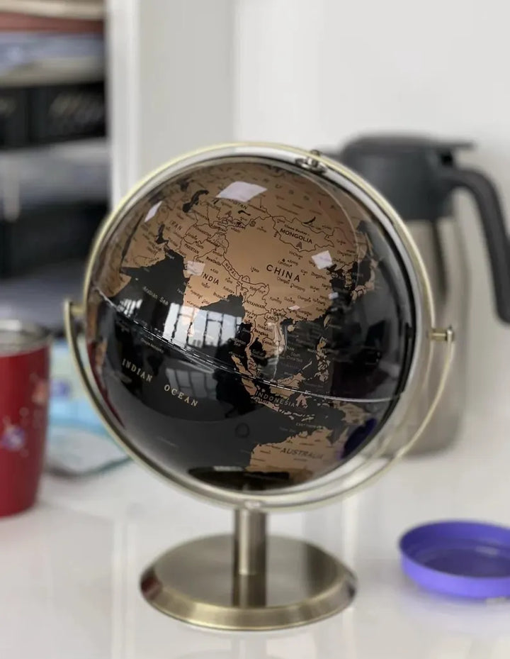 Black & Gold Decorative Globe (15 cm)