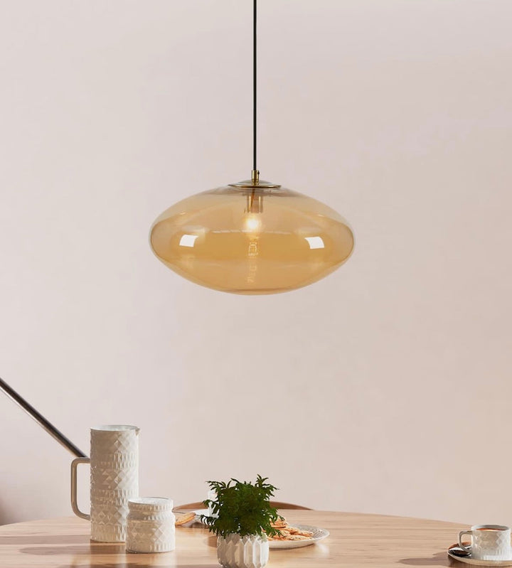 Modern Amber Glass Pendant Light with Sleek Design