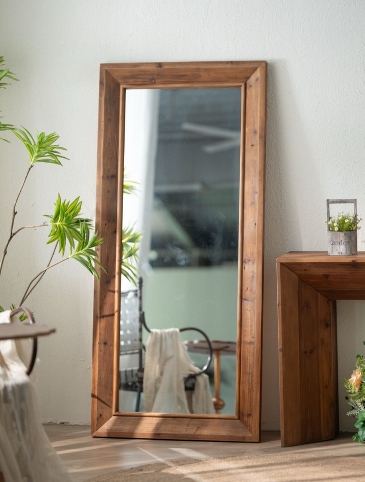 Full-Length Rustic Wood Frame Mirror