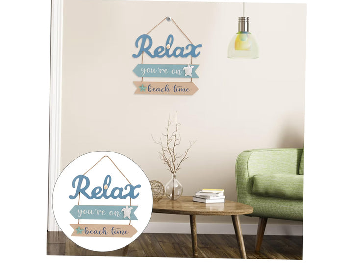 Relax Beach Time Wall Decor Sign - Coastal Hanging Plaque
