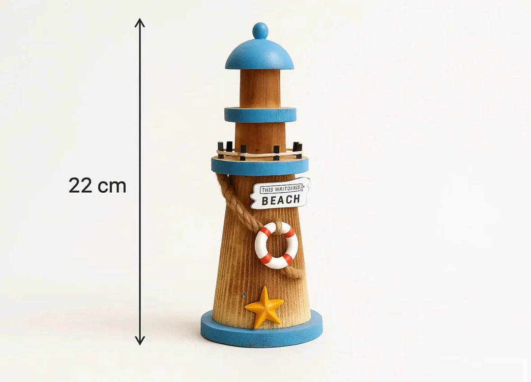 Decorative Beach Lighthouse Figurine - 22 cm Coastal Ornament