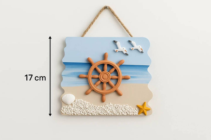 Beach Wall Hanging Plaque - Anchor, Seagulls & Coastal Scene