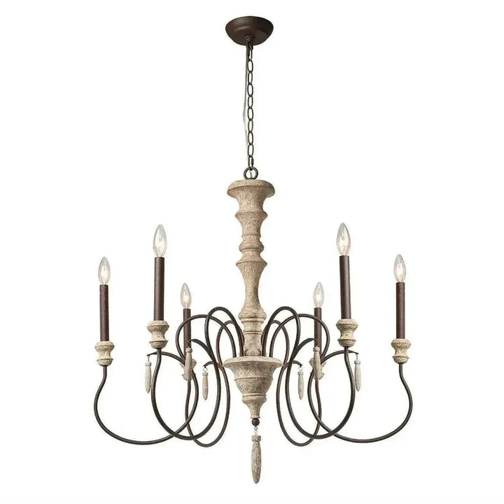 Classic Rustic Chandelier with Distressed Wood Design