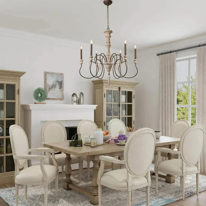 Classic Rustic Chandelier with Distressed Wood Design