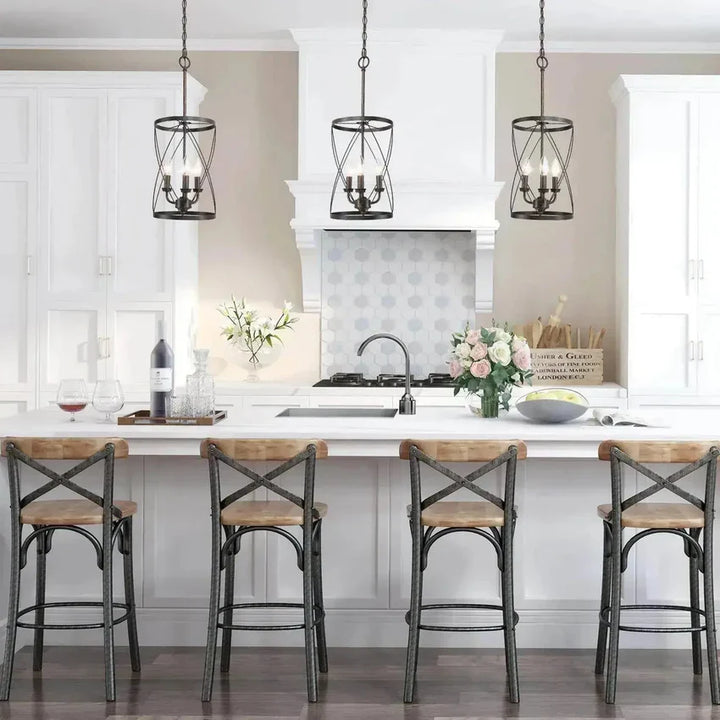 Rustic Hourglass Chandelier with Metal Frame