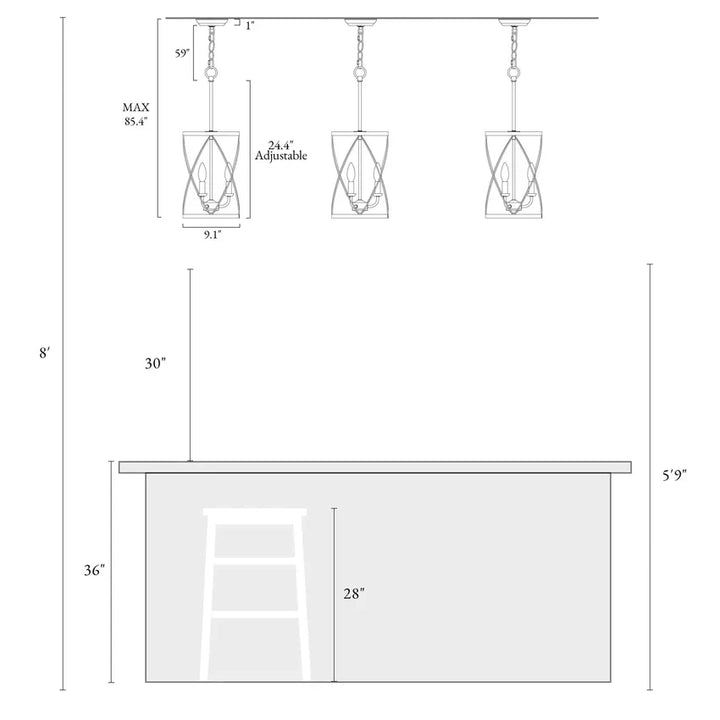 Rustic Hourglass Chandelier with Metal Frame