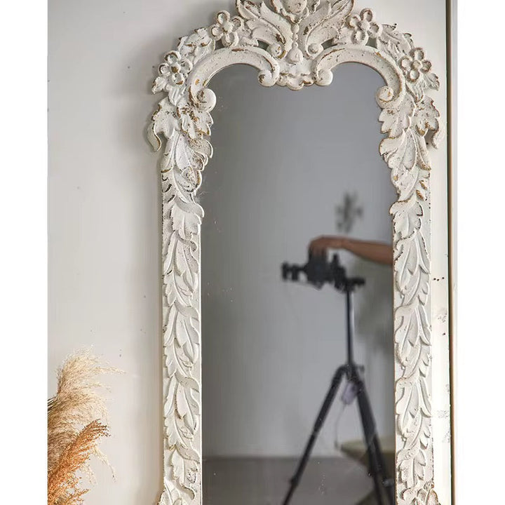 Antique White Ornate Wall Mirror