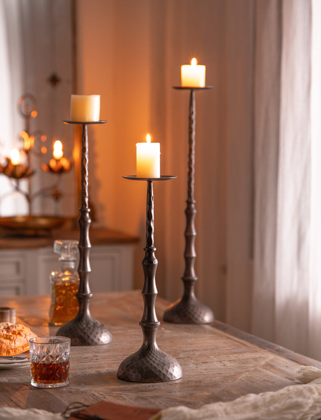 Hammered Metal Candle Holder