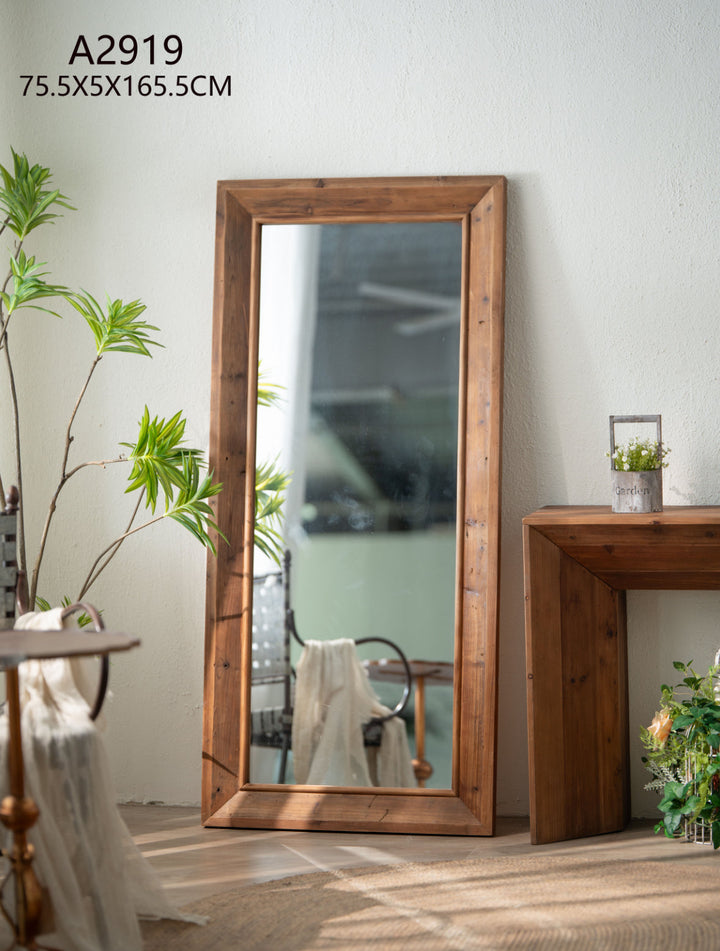 Full-Length Rustic Wood Frame Mirror