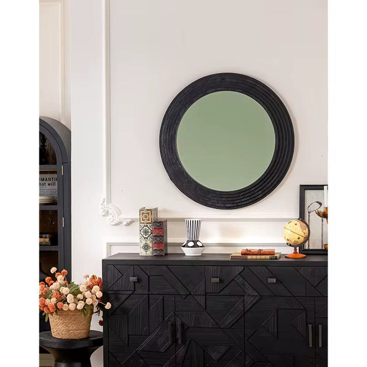 Modern Black Round Wall Mirror