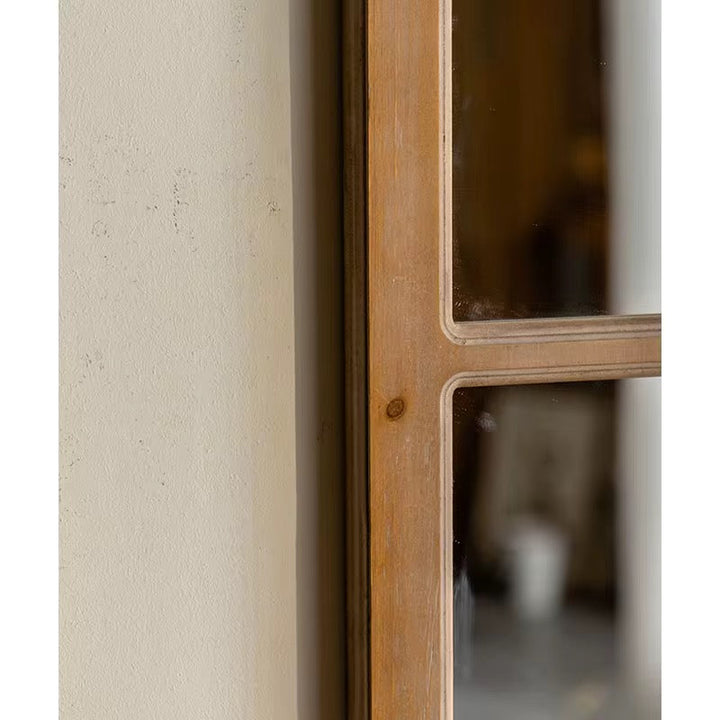 Rustic Arched Windowpane Mirror