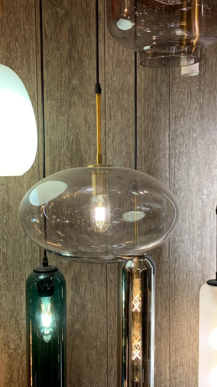 Modern Amber Glass Pendant Light with Sleek Design