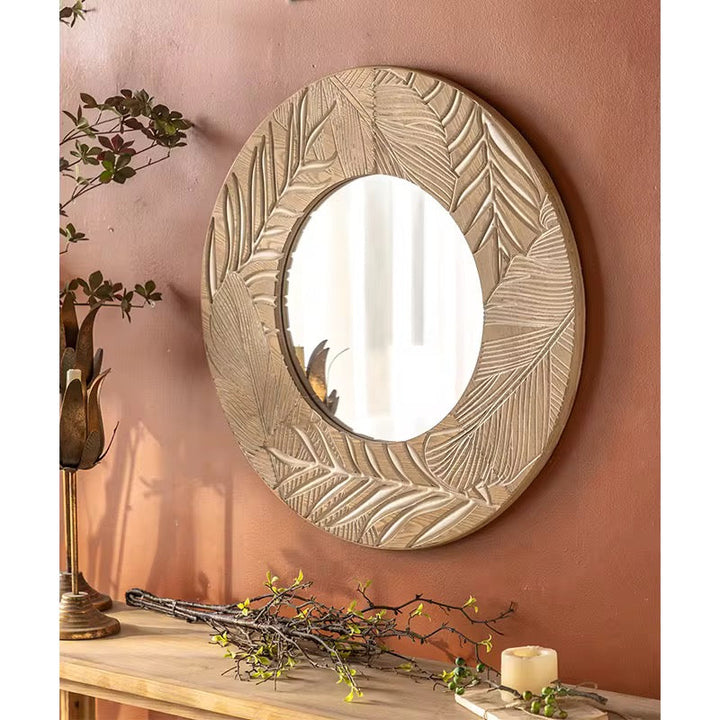 Carved Leaf Mirror