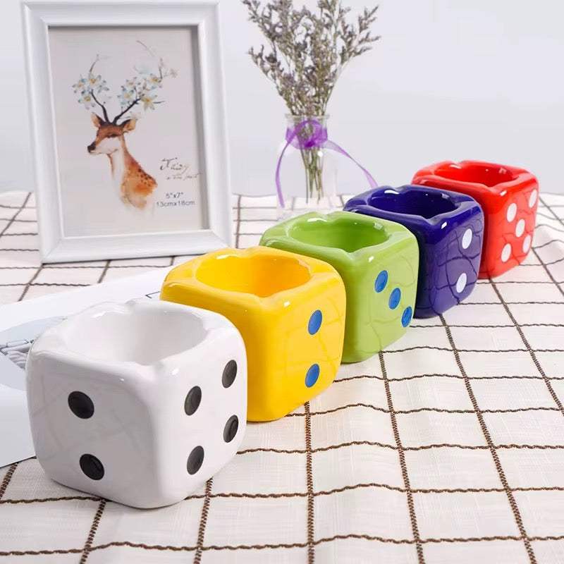 Dice Shape Ceramic Ashtray | Unique Tabletop Decor – Wadi Home