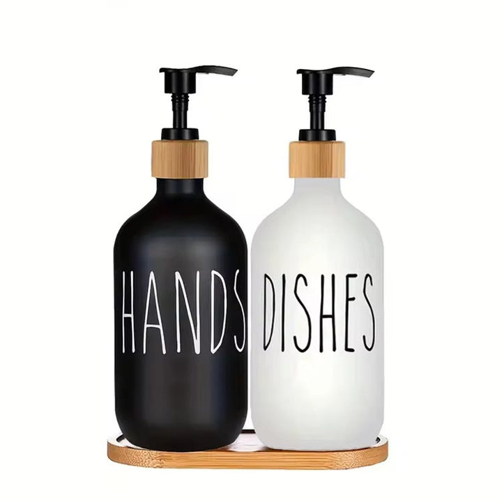 Black & White Soap Dispenser Set