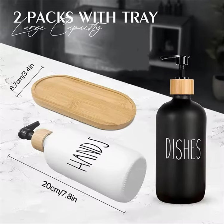 Black & White Soap Dispenser Set