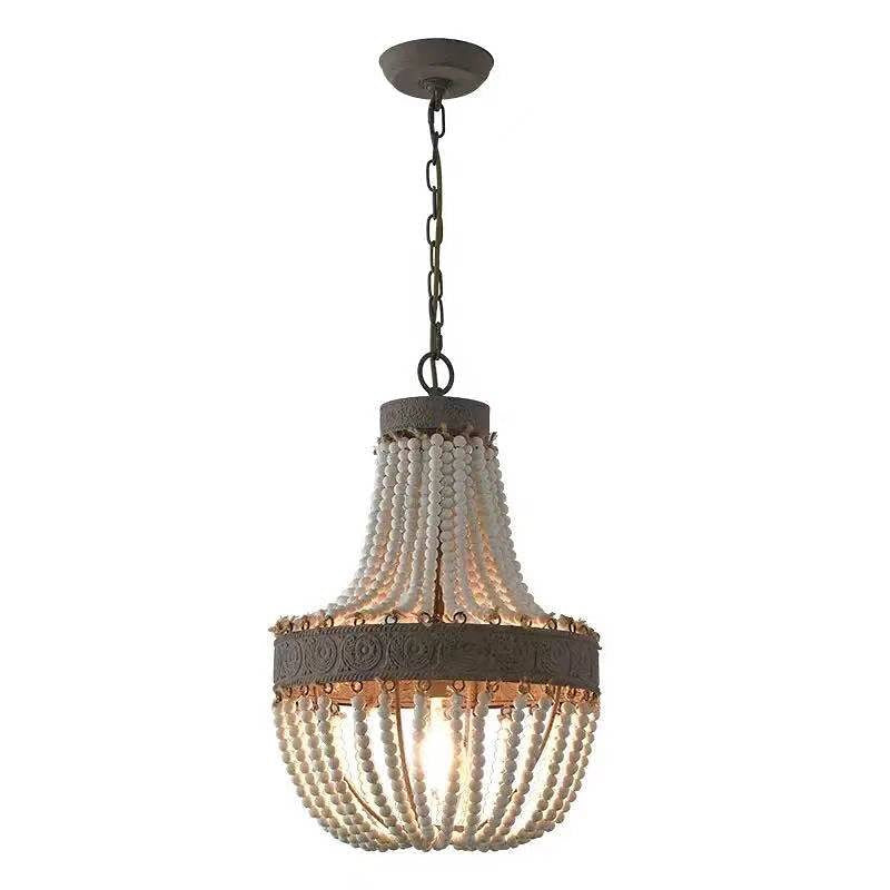 Rustic Beaded Chandelier Pendant Light