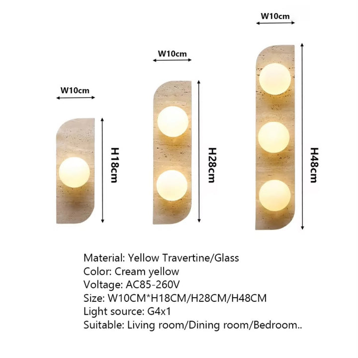 3 Sizes of Globe Wall Light in Marble Finish