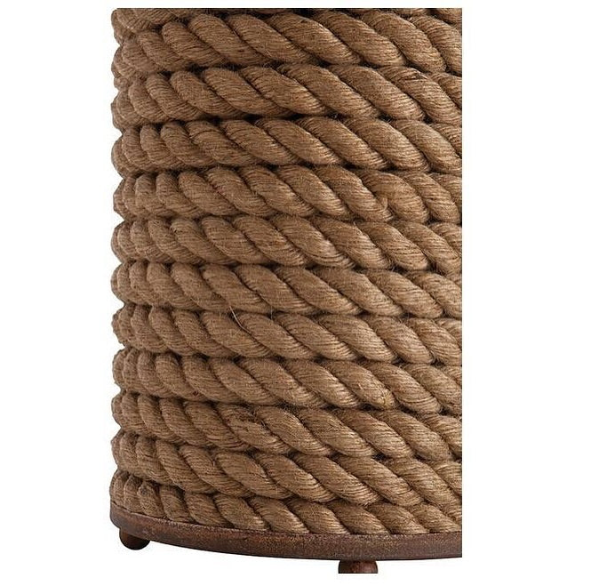 Rustic Rope-Wrapped Table Lamp with Fabric Shade