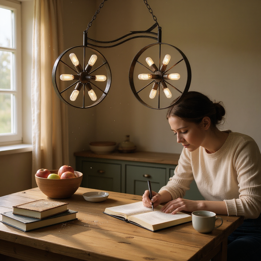 Industrial Bicycle Wheel Chandelier