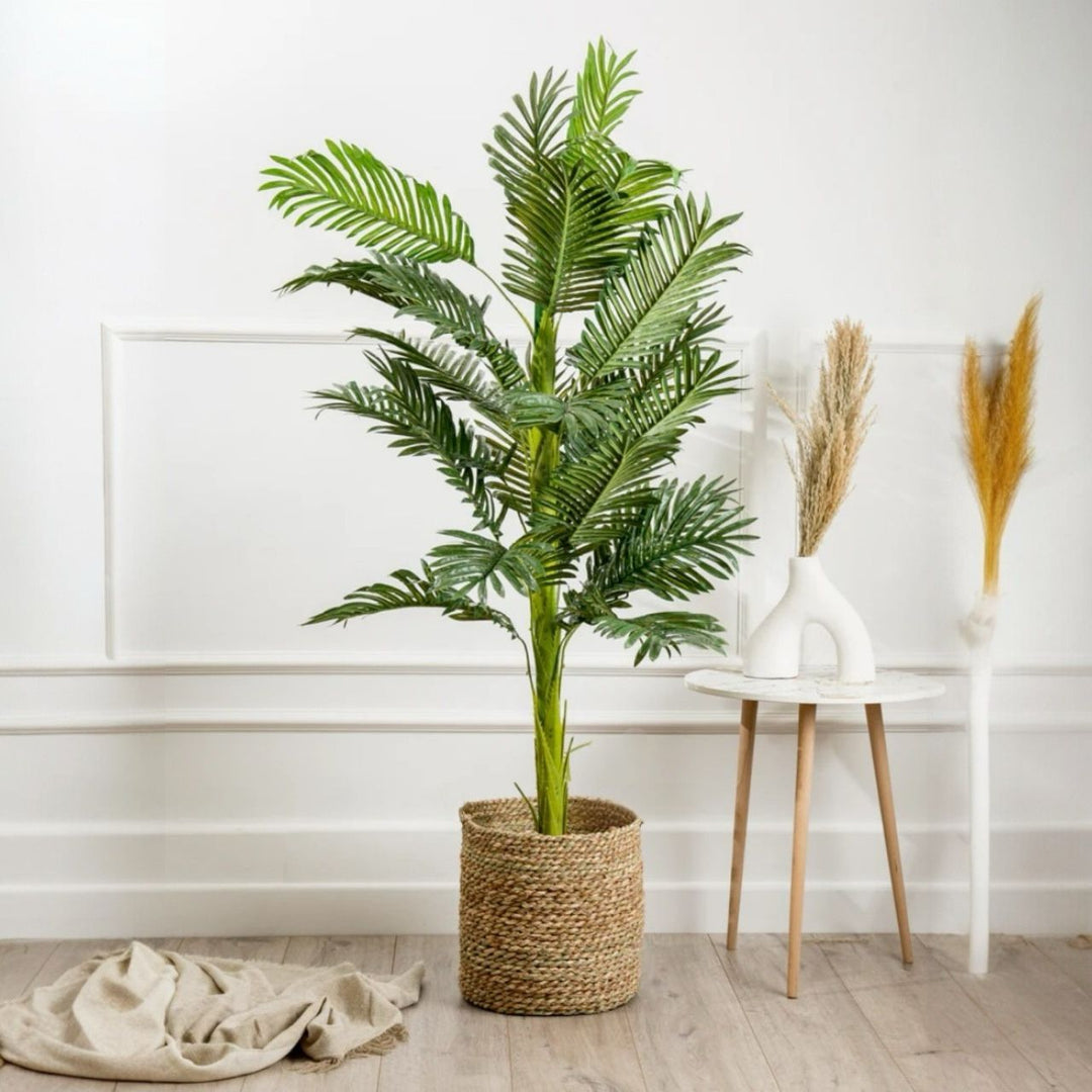 Large Artificial Palm Tree with Natural Basket