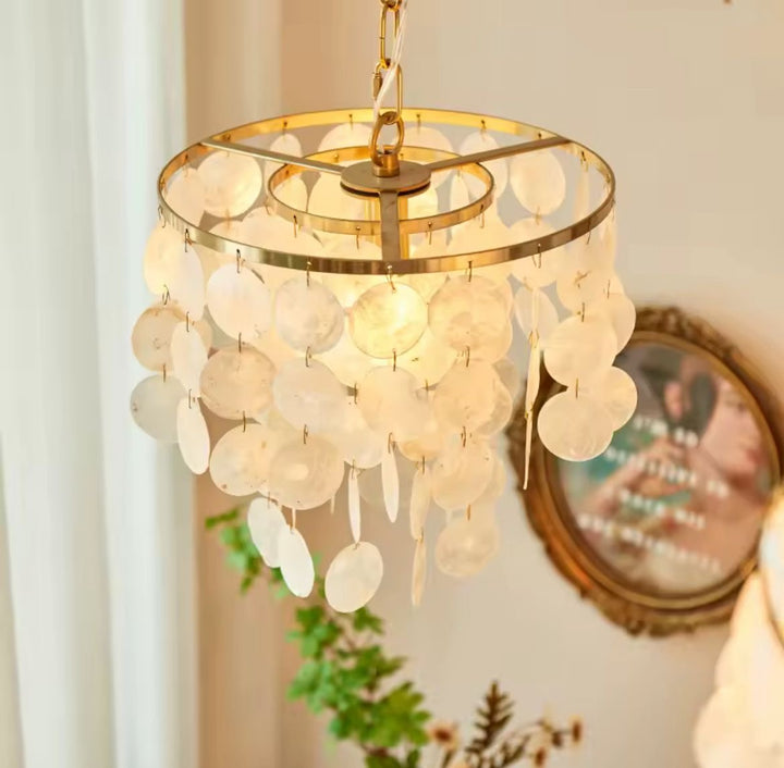 White Shell Ceiling Chandelier