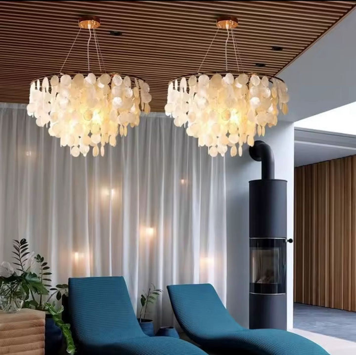 White Shell Ceiling Chandelier