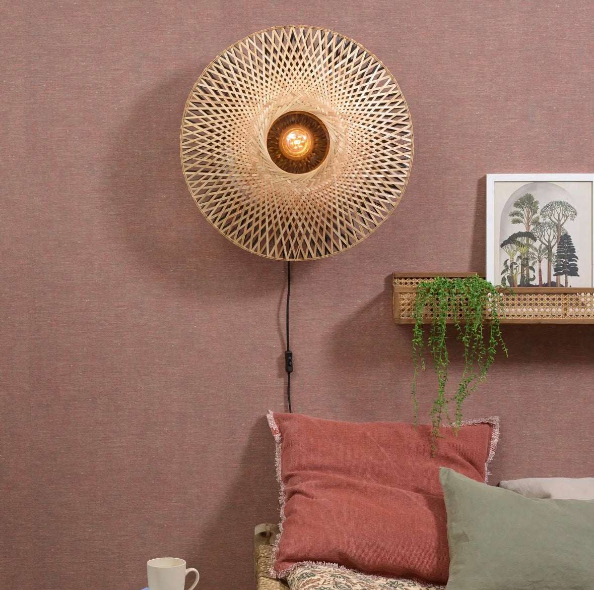 Modern wall lights mounted on a white wall