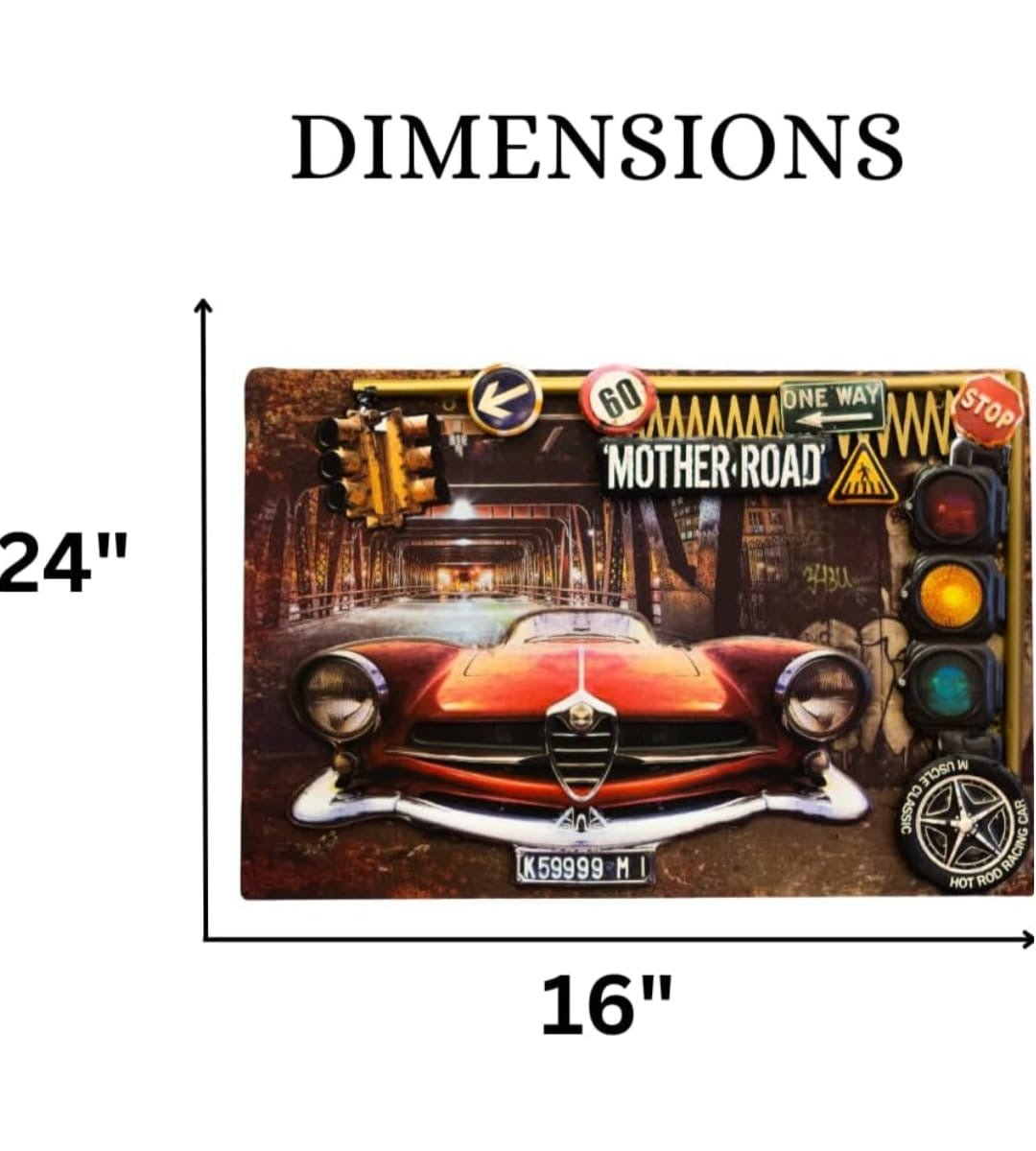 'Mother Road' Retro Red Car Wall Art