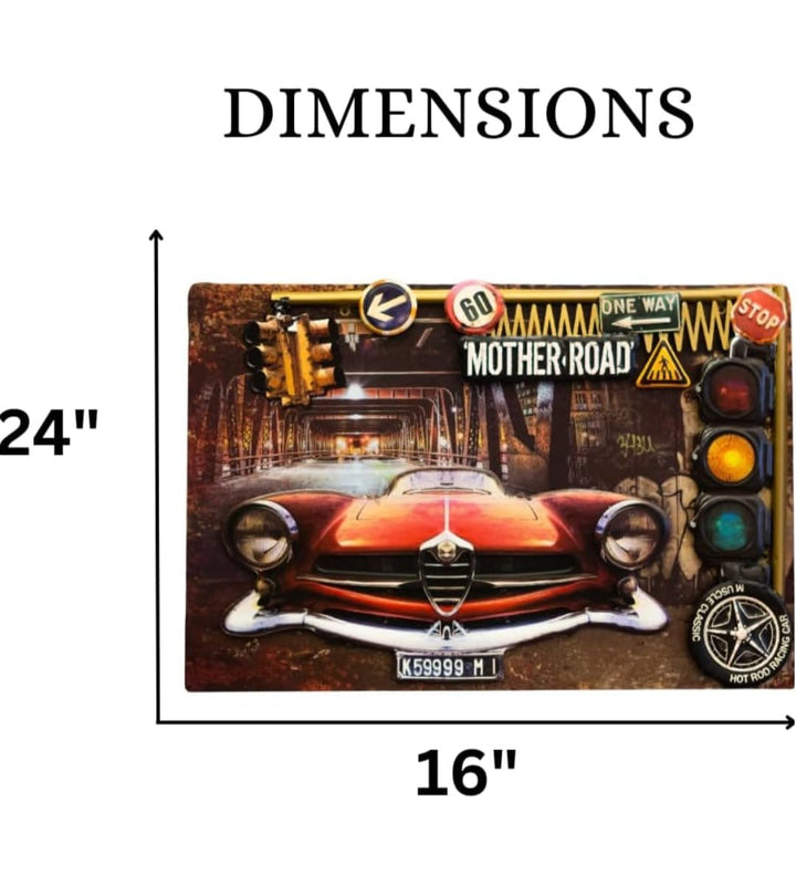 'Mother Road' Retro Red Car Wall Art