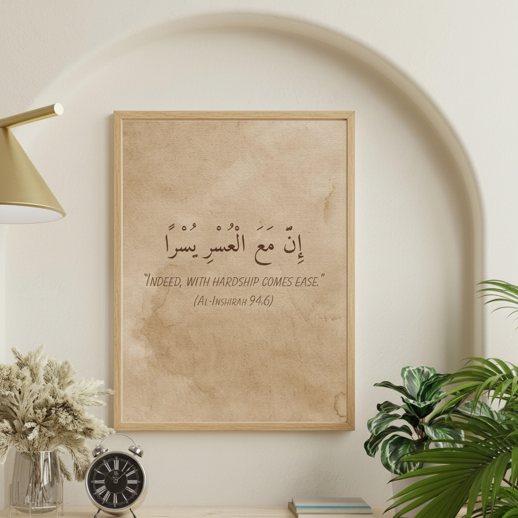 Islamic Verse Canvas Indeed With Hardship Comes Ease