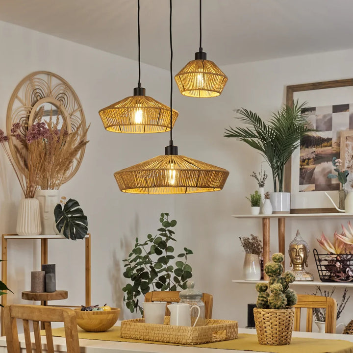 Rustic Woven Rope Pendant Light Cluster