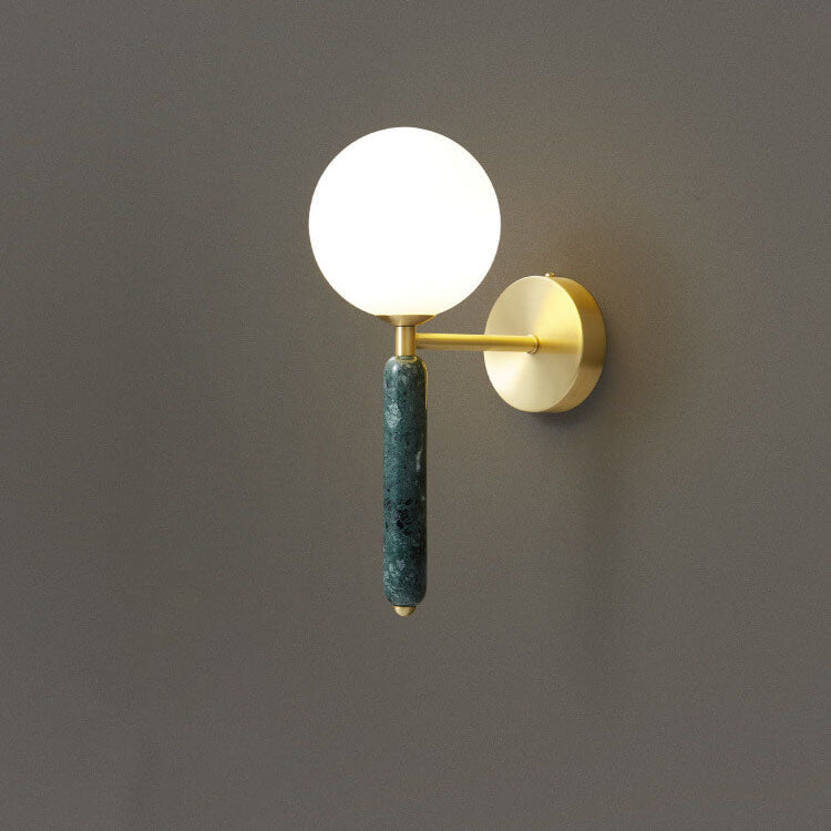 Modern Wall Sconce with Marble and Brass Accents