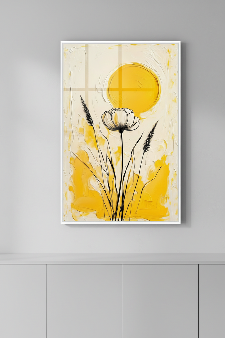 Modern Yellow Abstract Flower Canvas