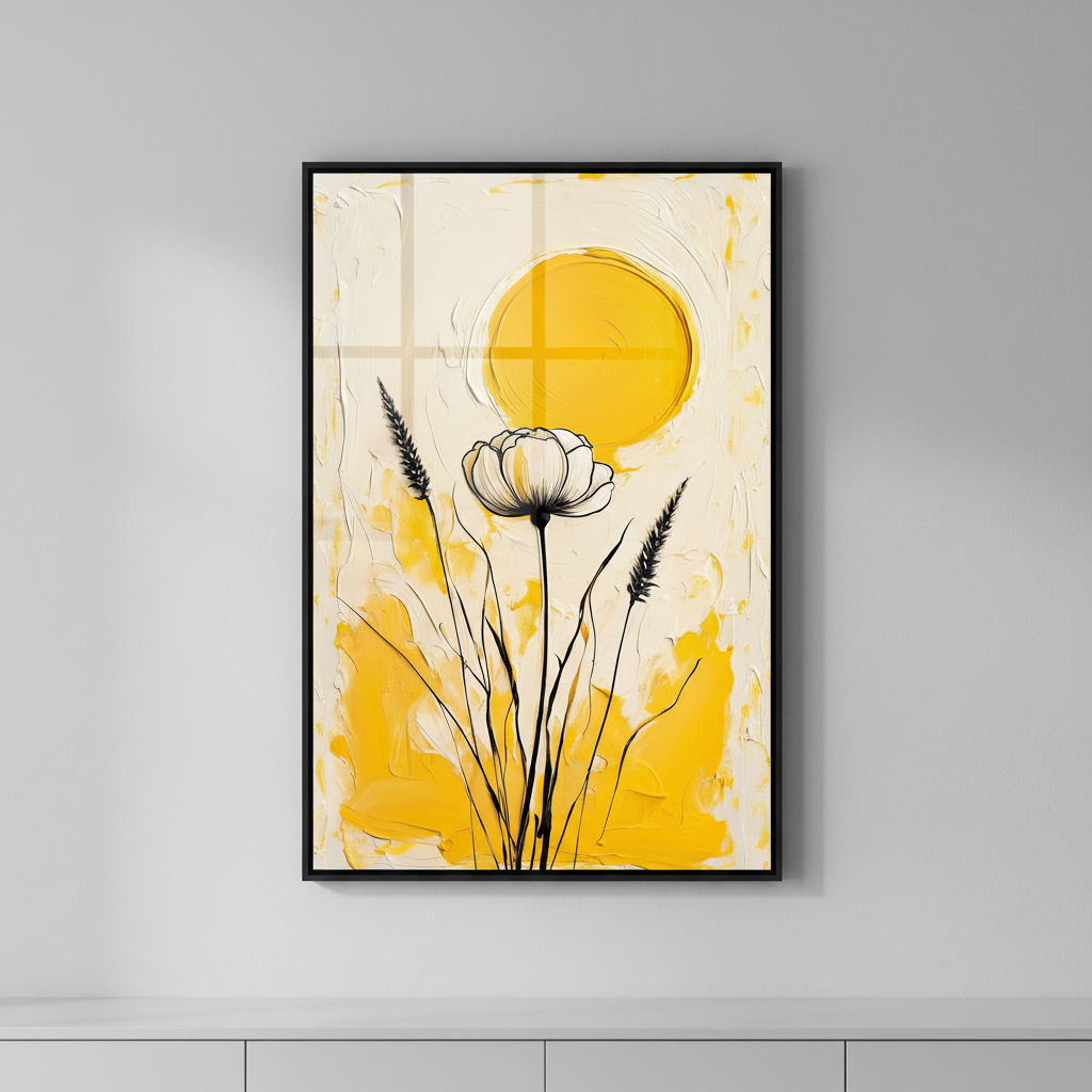 Modern Yellow Abstract Flower Canvas
